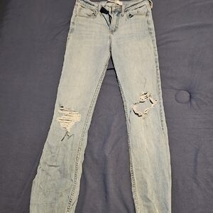 Hollister Blue Skinny Jeans with Distressed Details